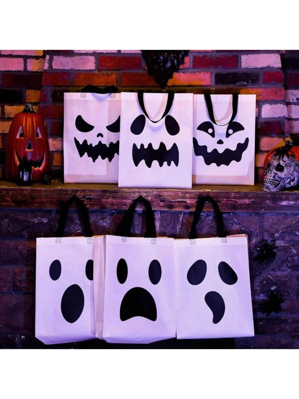 180 Pcs Large Halloween Tote Bags - Reusable Ghost Treat Bags for Candy